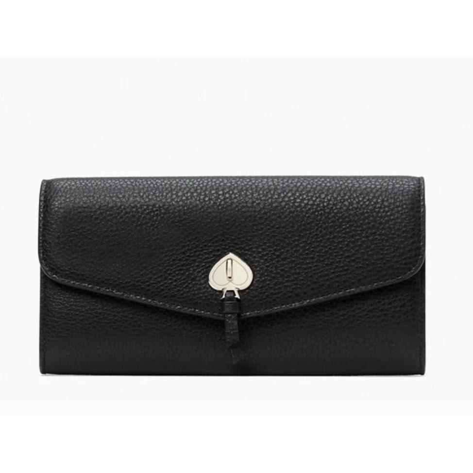 Kate Spade Marti Large Slim Flap Wallet Pebbled Leather Black