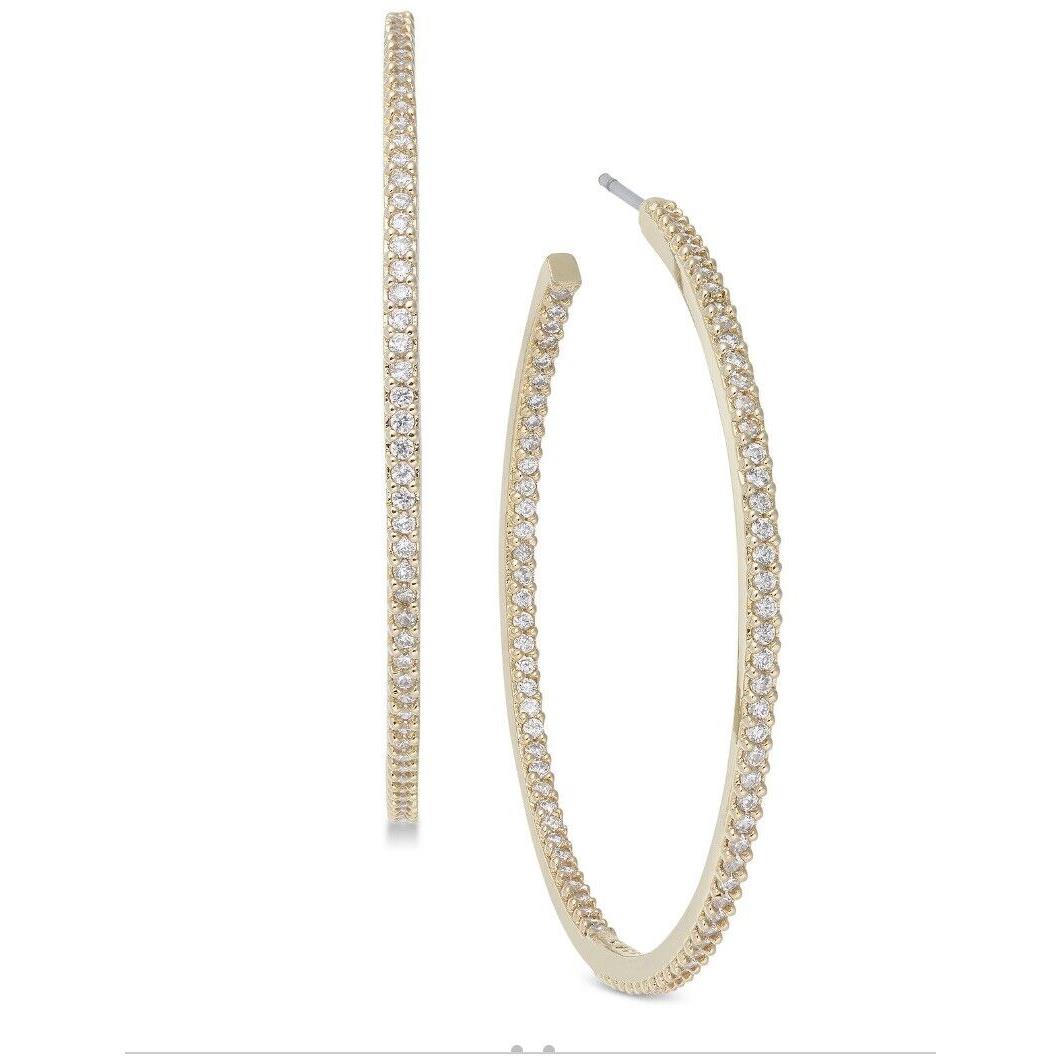 Kate Spade New York Women`s Save The Date Large Hoop Earrings Clear/gold Z8