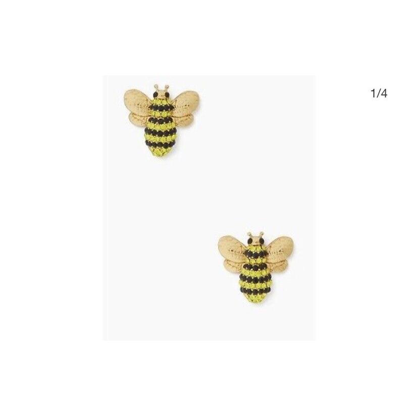 Kate Spade Picnic Perfect 14-K Gold Plated Pave Bee Stud Earrings A4