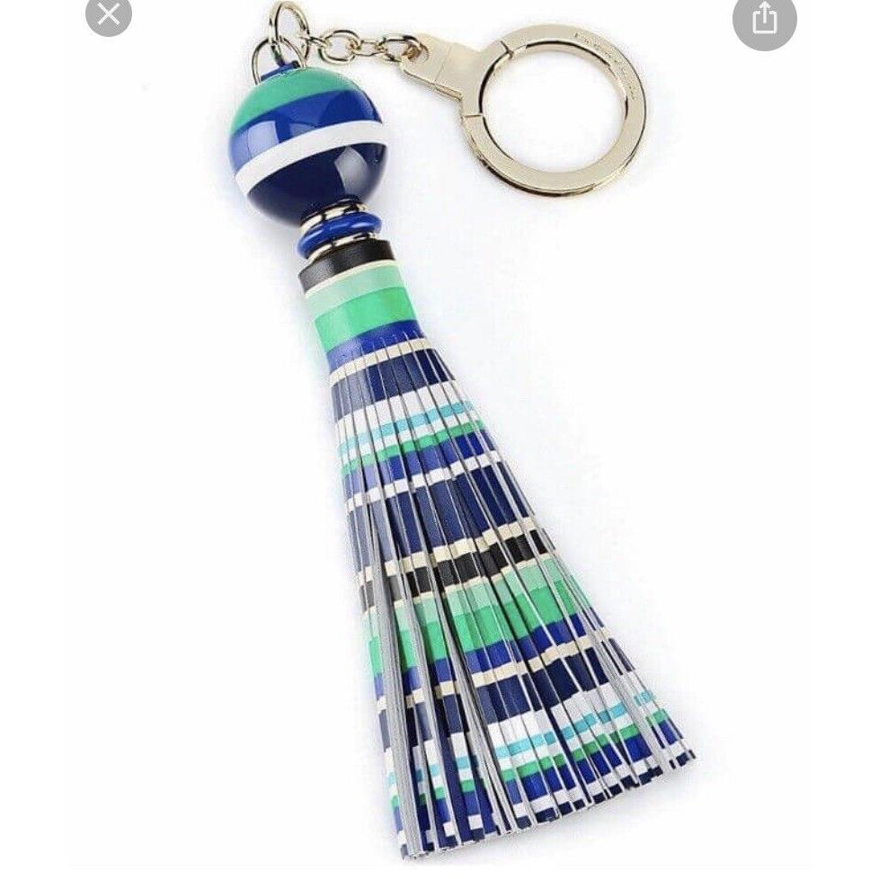 Kate Spade New York Blue Striped Tassel Bag Charm Key Ring