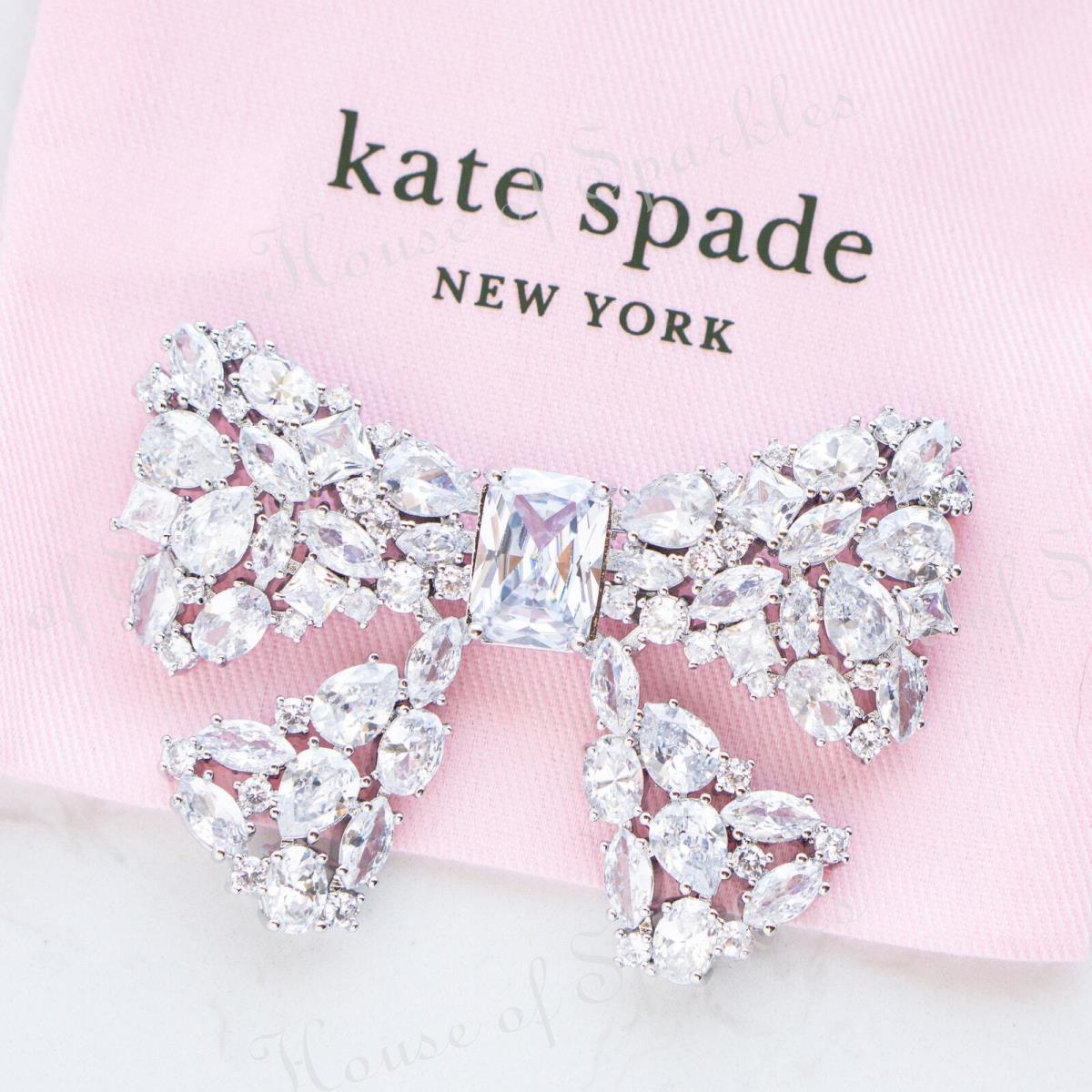 Kate Spade Take A Bow Brooch Crystal Silver