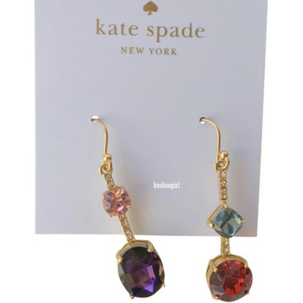 Kate Spade Bright Ideas Gold Plated Stone Hoop/ Drop Earrings- Z305A