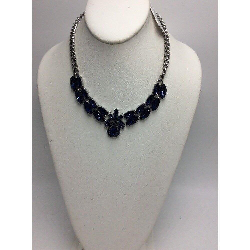 Kate Spade Crystal Stone Collar Necklace Navy Glitzville 509