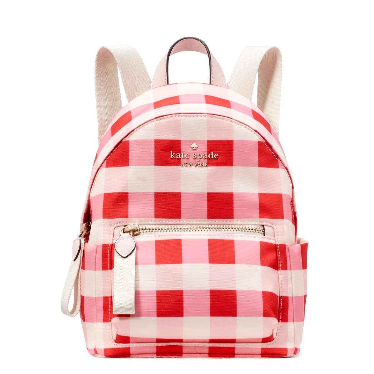 New Kate Spade Chelsea Gingham Mini Backpack Nylon Pink Multi