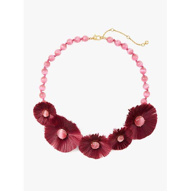 Kate Spade New York Posh Poppy Statement Necklace Burgundy Jewelry Gift New Red