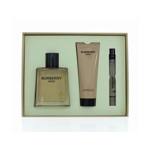 Burberry Hero 3pc Set For Men 3.3oz Edt 0.33oz Mini 2.5oz Shower Gel