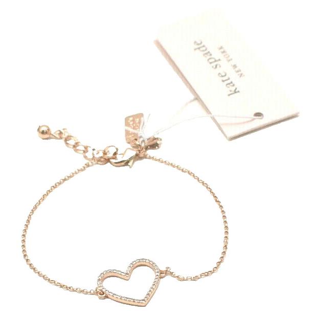 Kate Spade New York Scrunched Scallops Pave Heart Bracelet Rose Goldtone New