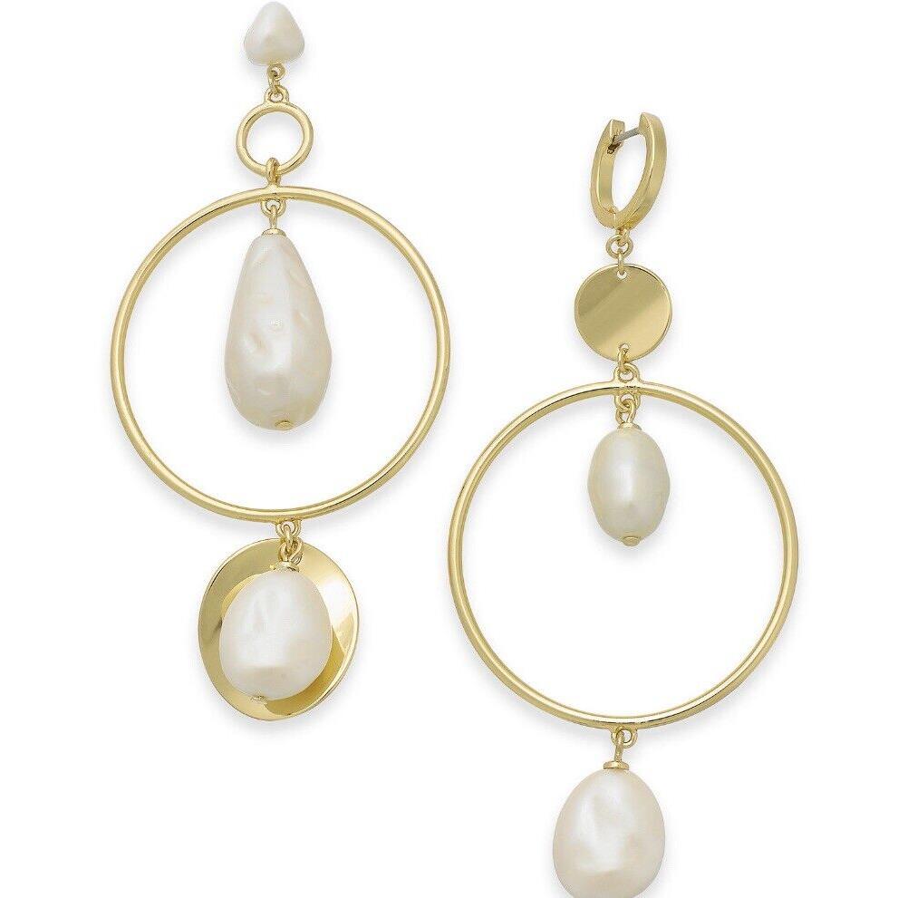 Kate Spade Gold Standard Gold Tone Artificial Pearl Chandelier Earrings J11