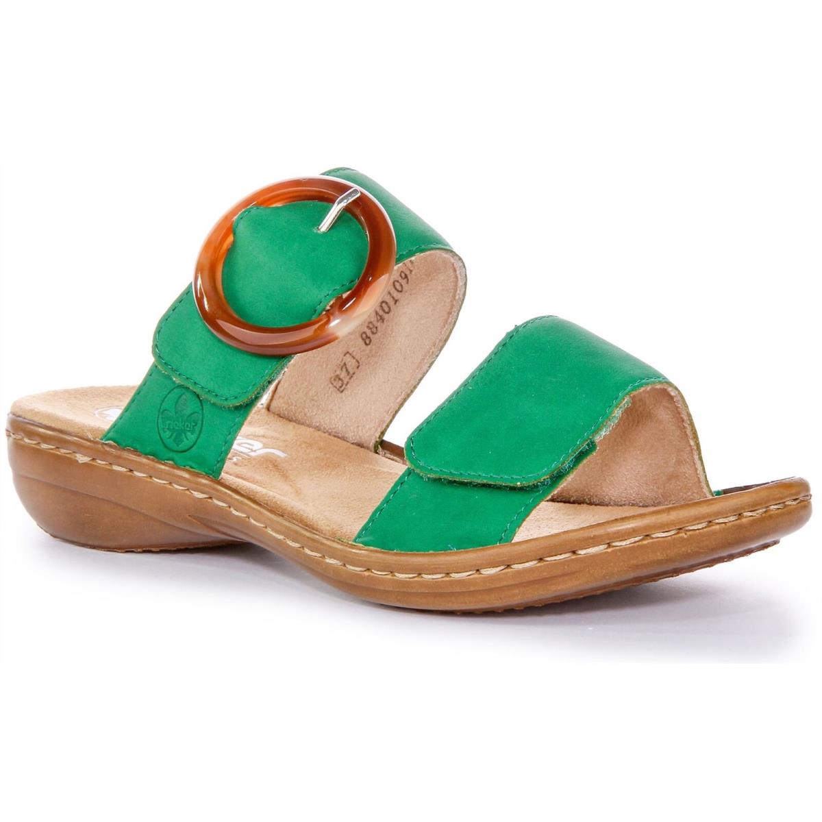 Rieker 60894-52 Fast Fasten Spring Leather Womens Sandal Green US 5 - 11