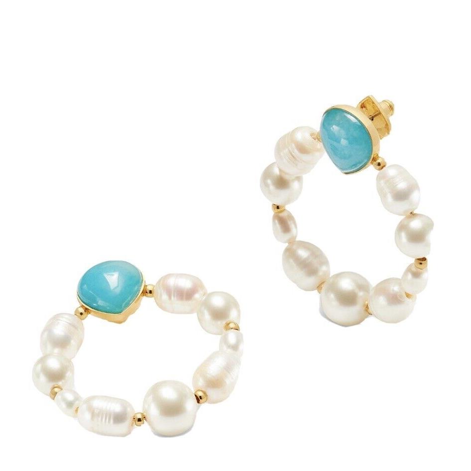 Kate Spade Semi Precious Turquoise Pearl Door Knocker Earrings Q150