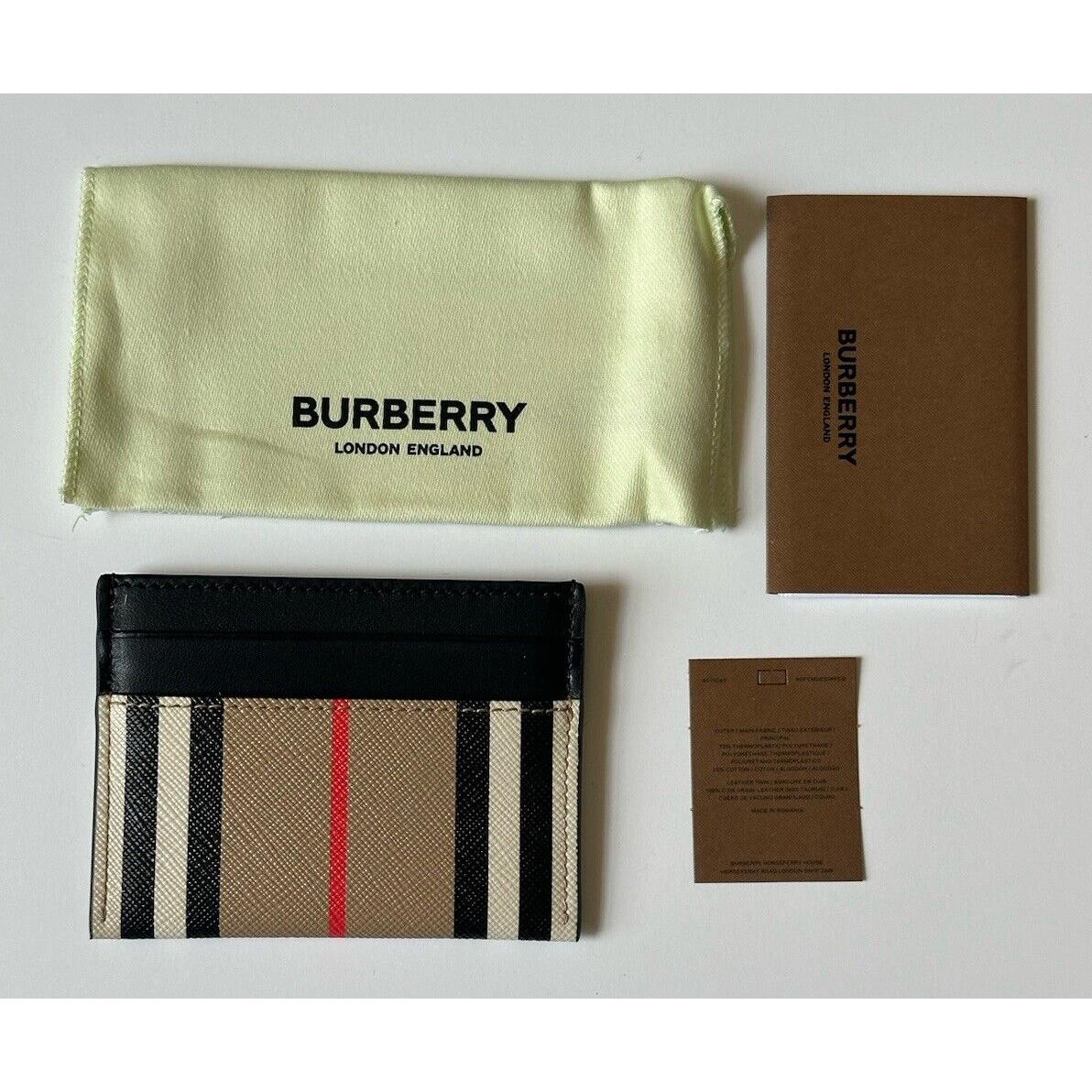 Burberry Sandon Stripe Archive Beige/black Leather Card Case 80730691