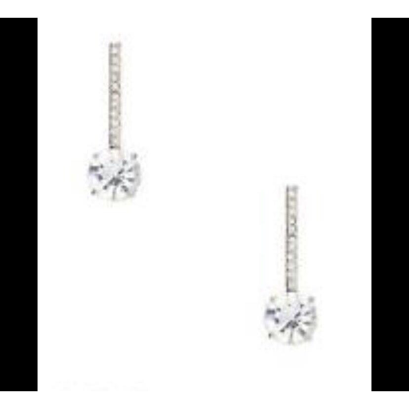 Kate Spade Silver Tone Crystal Drop Earrings Clink of Ice KSD1