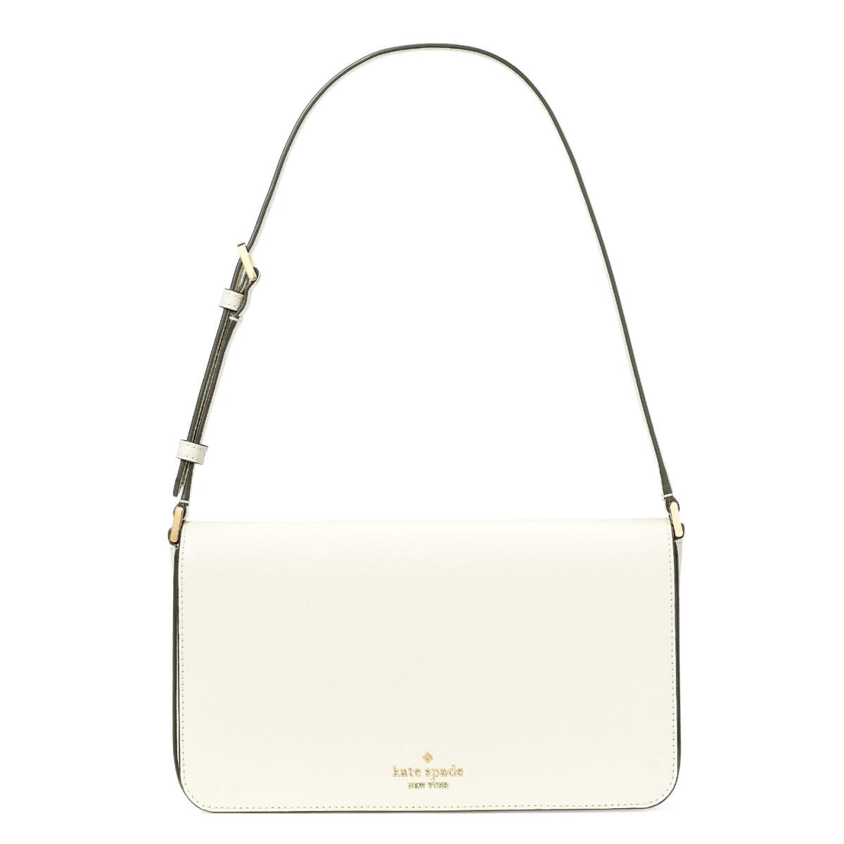 New Kate Spade Staci Flap Shoulder Bag Saffiano Leather Meringue