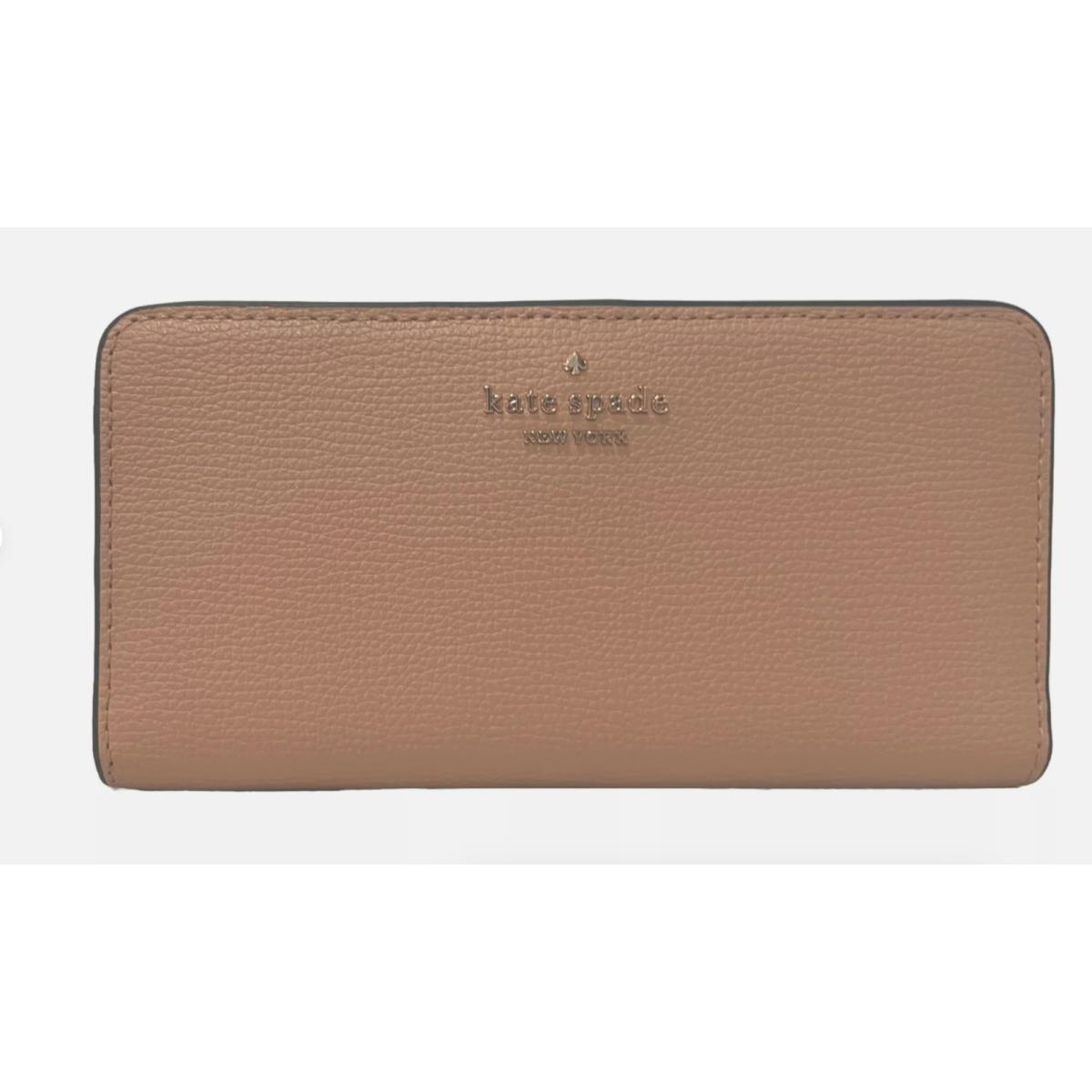 Kate Spade New York Darcy Refined Grain Leather Large Slim Bifold Wallet Saddle