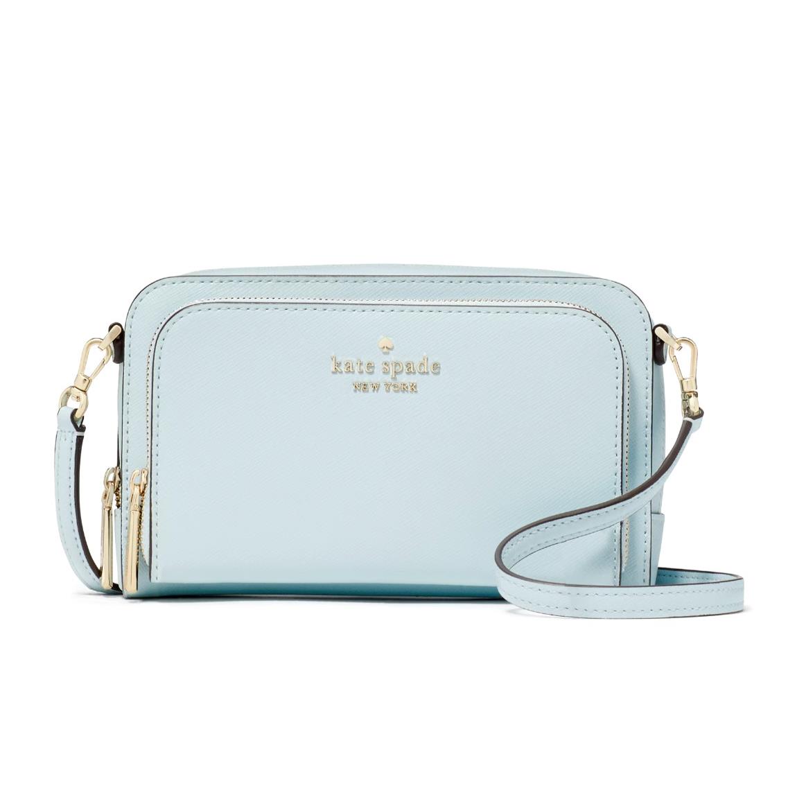 New Kate Spade Staci Dual Zip Around Crossbody Crisp Sky with Dust Bag