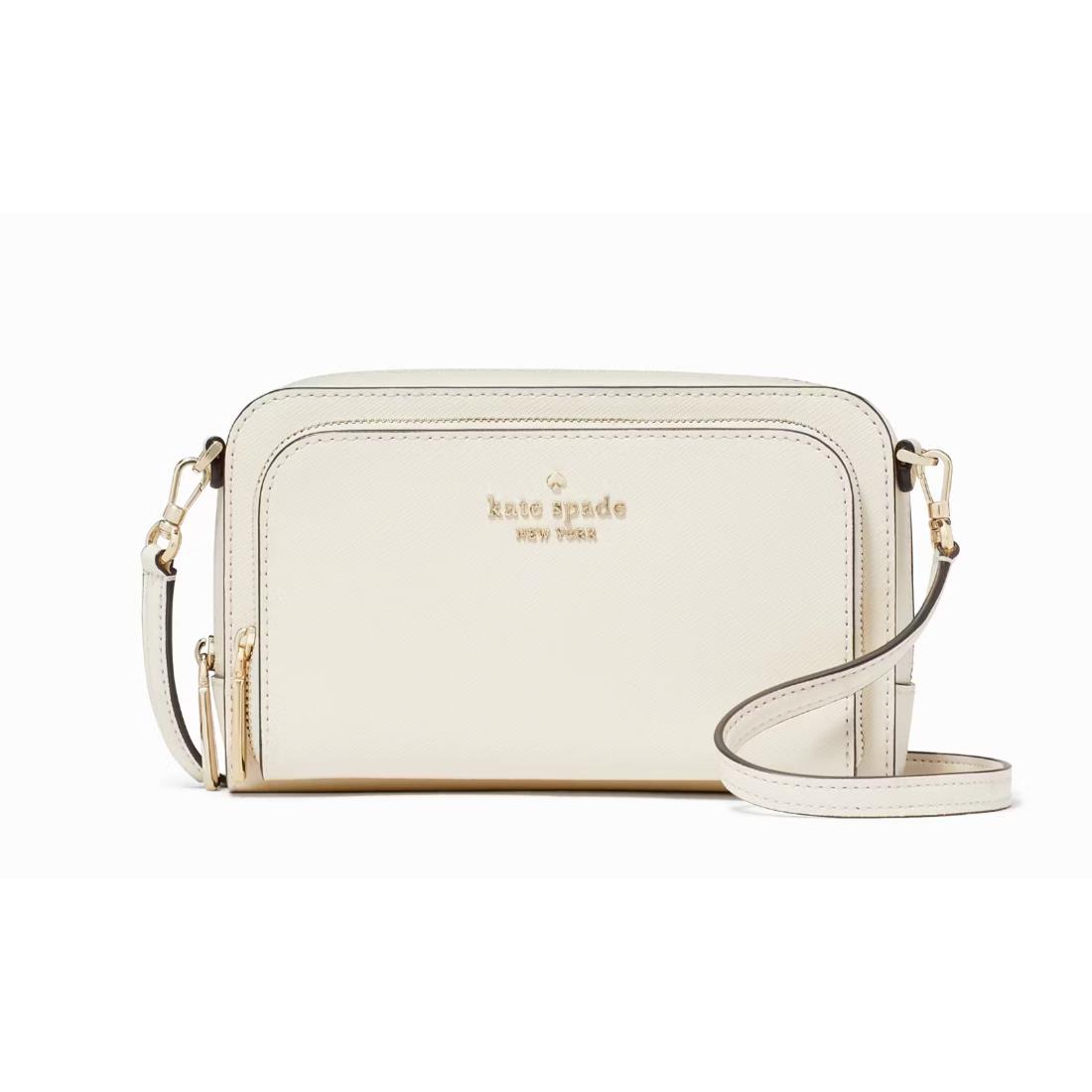 New Kate Spade Staci Dual Zip Around Crossbody Meringue with Dust Bag