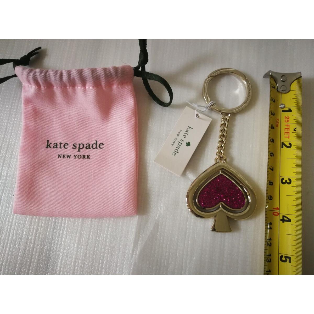 Kate Spade Heart Spinner Keychain Bag Charm Gift Red Silver Gilter