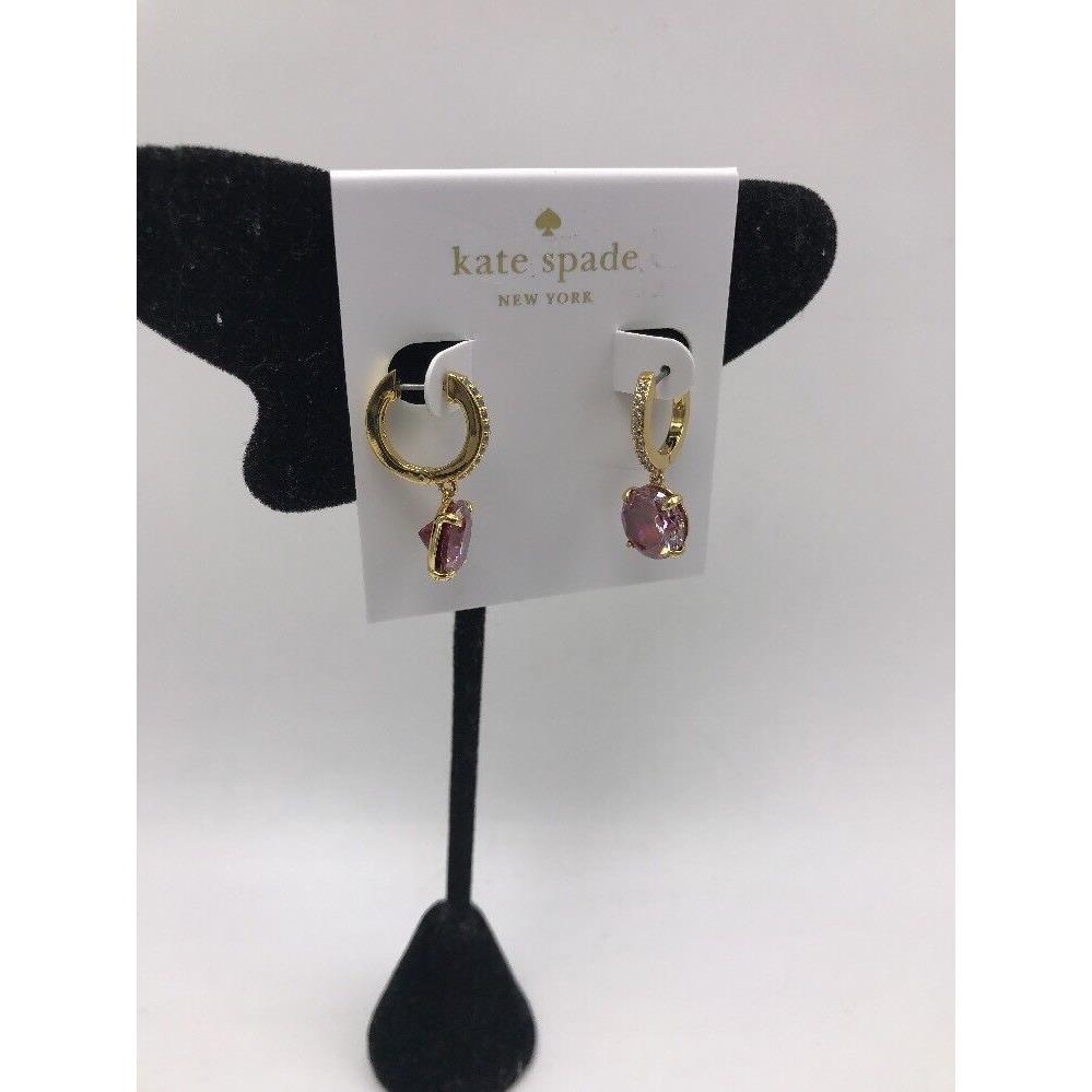 Kate Spade Bright Ideas Gold Plated Stone Hoop/ Drop Earrings- Red Z305