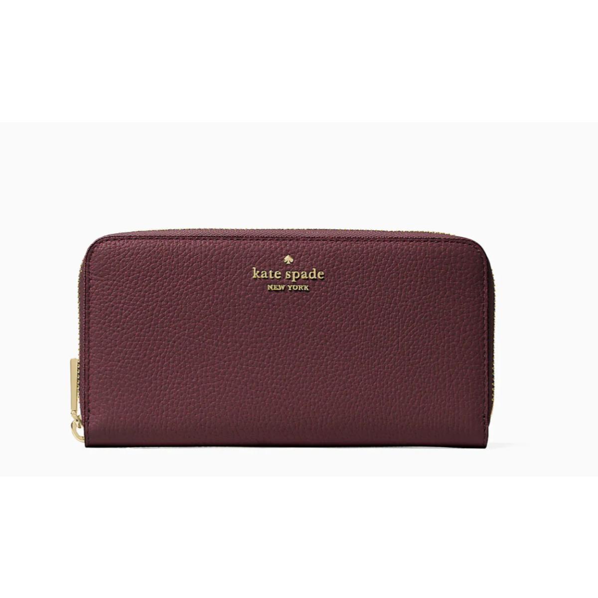 Kate Spade Leila Large Leather Continental Wallet IN Cherrywood New