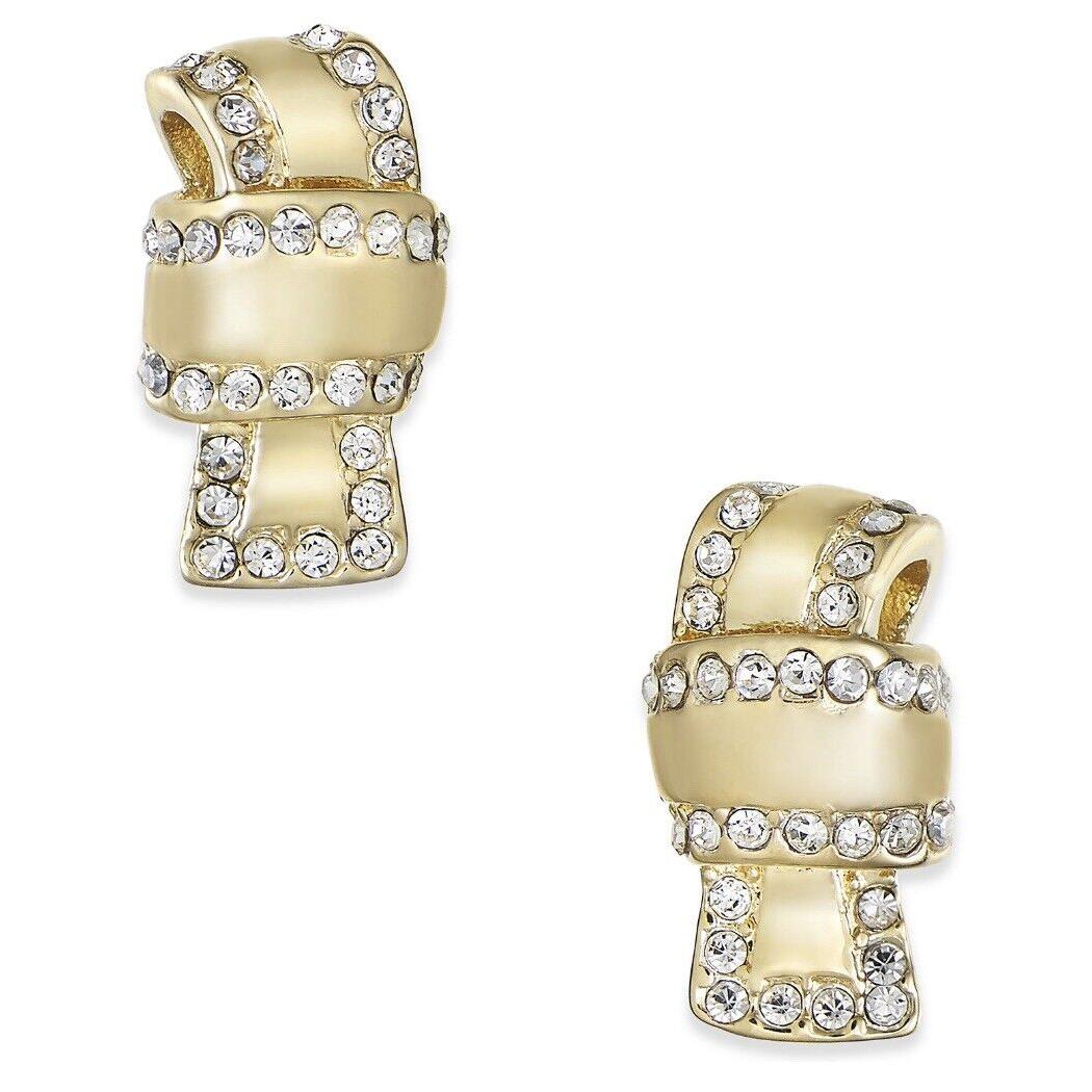 Kate Spade Gold All Tied UP Clear Pave Knot Bow Stud Earrings KSD20