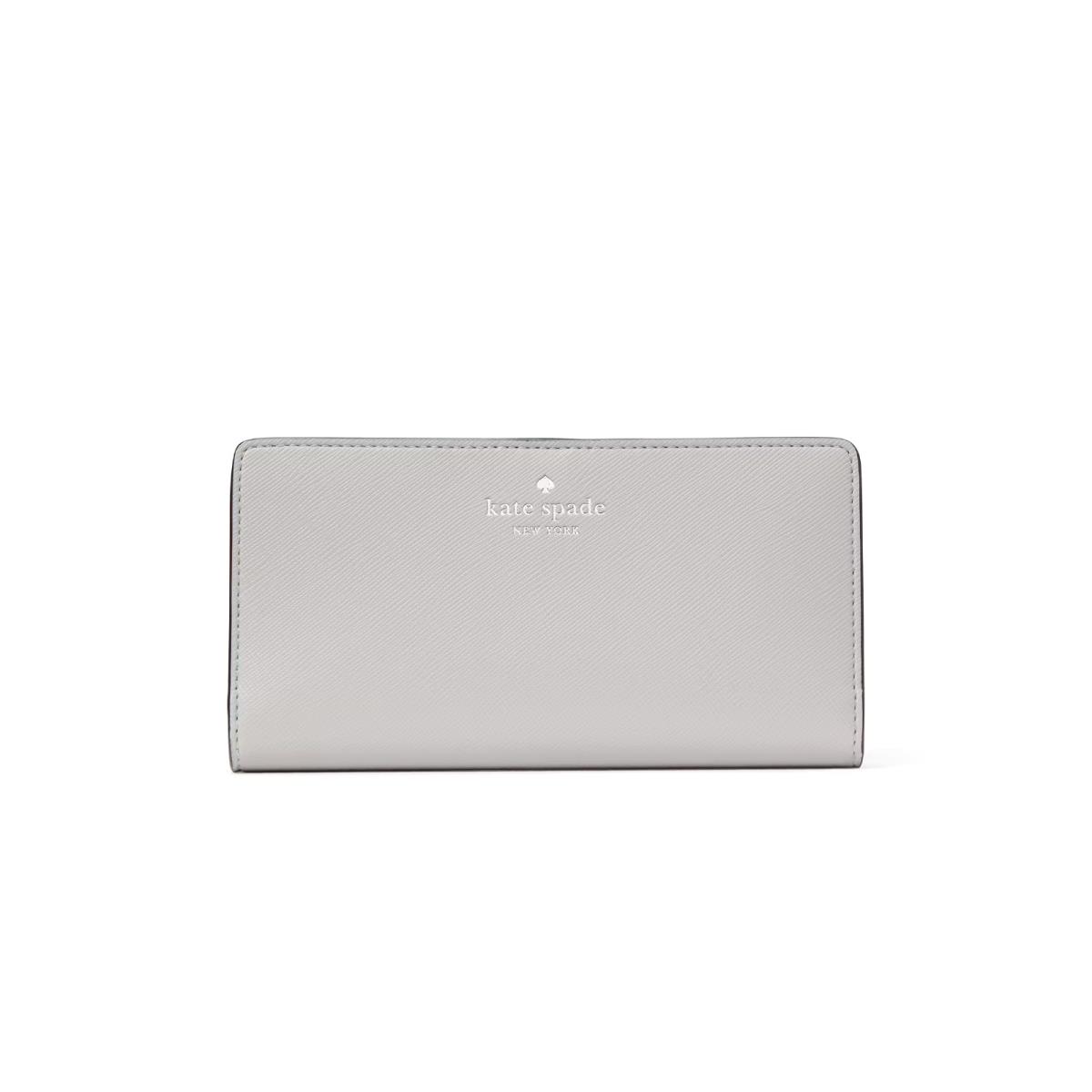 Kate Spade Dana Large Slim Saffiano Pvc Platinum Grey Bifold Wallet K6011