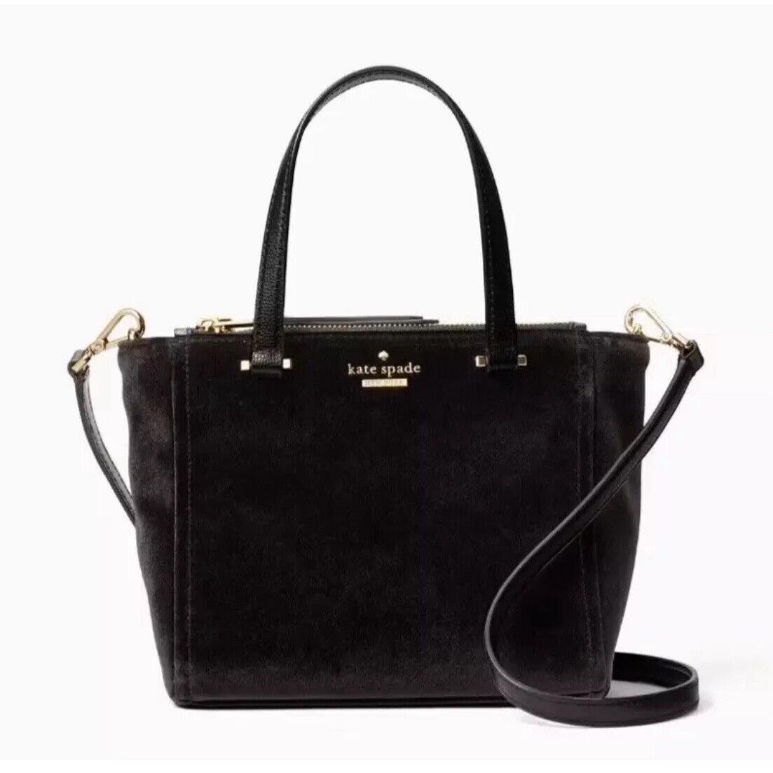 Kate Spade Dawn Place Velvet Mini Kona Satchel Crossbody Bag in Classic Black