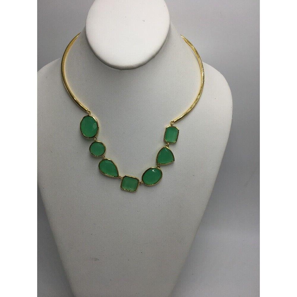 Kate Spade Gold Tone Green Stone Vegas Jewels Necklace A1