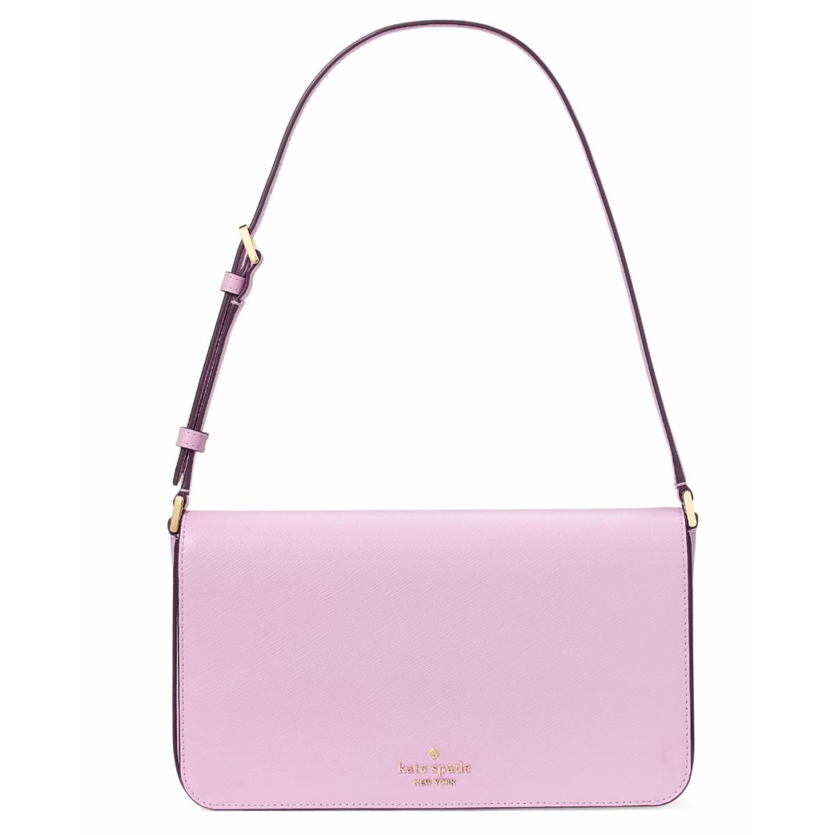 New Kate Spade Staci Flap Shoulder Bag Saffiano Leather Berry Cream