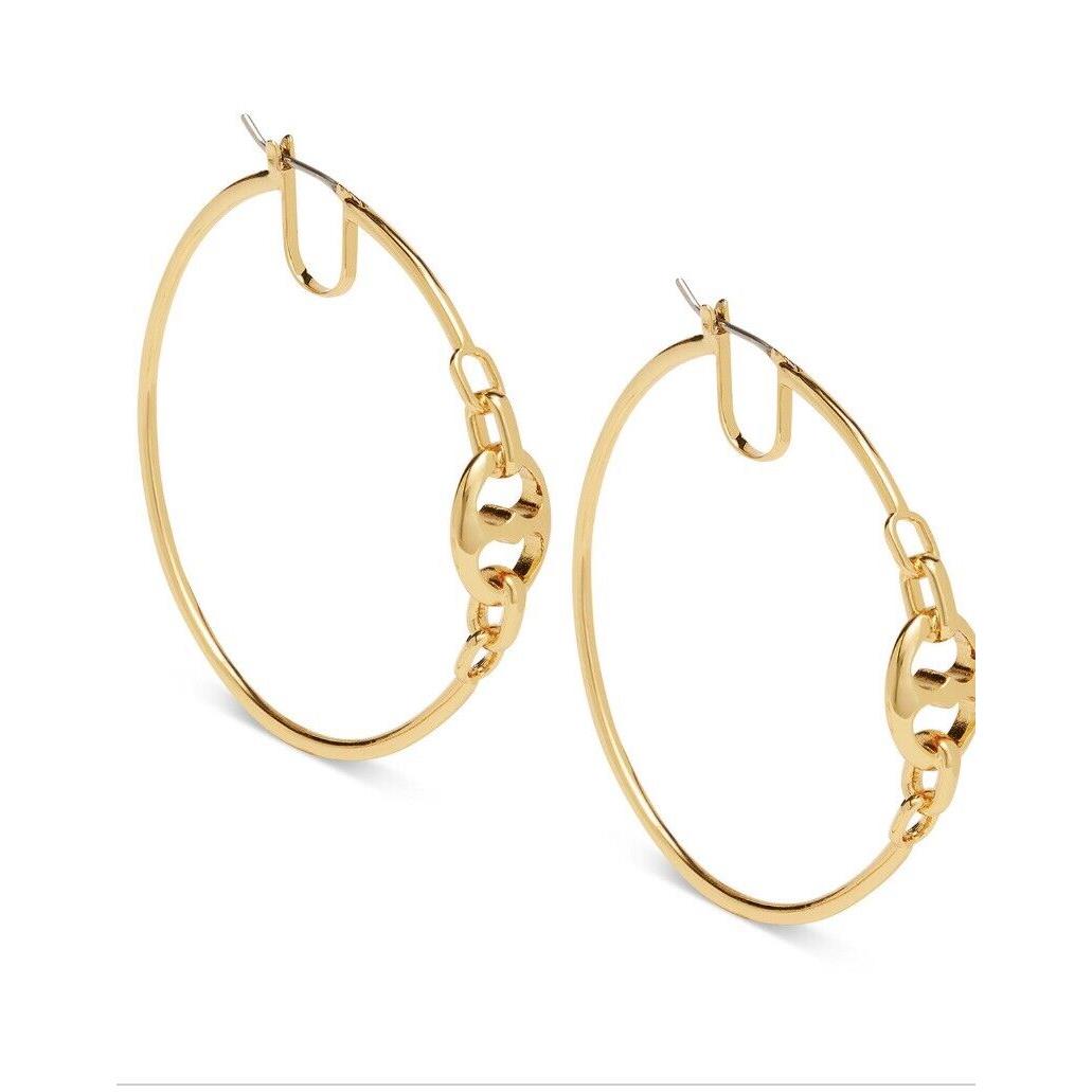 Kate Spade Gold Tone Large Link 4.25 Hoop Earrings Q300