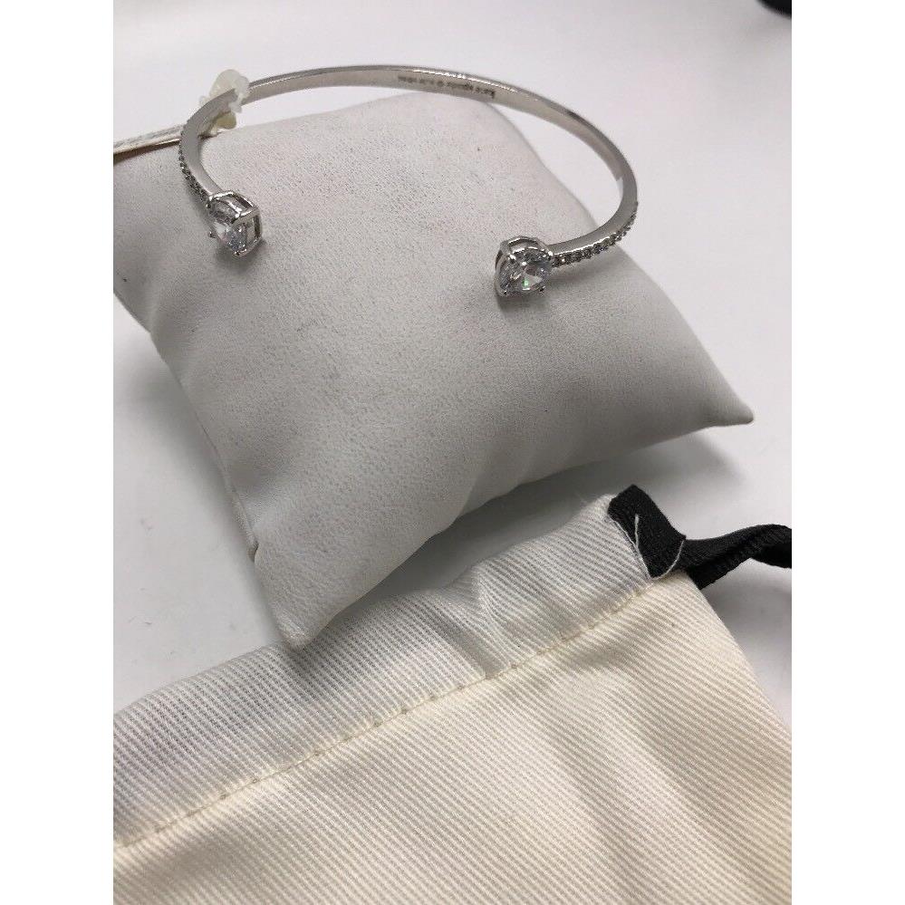 Kate Spade Silver Tone Cuff Bracelet Clear Crystal Y1b