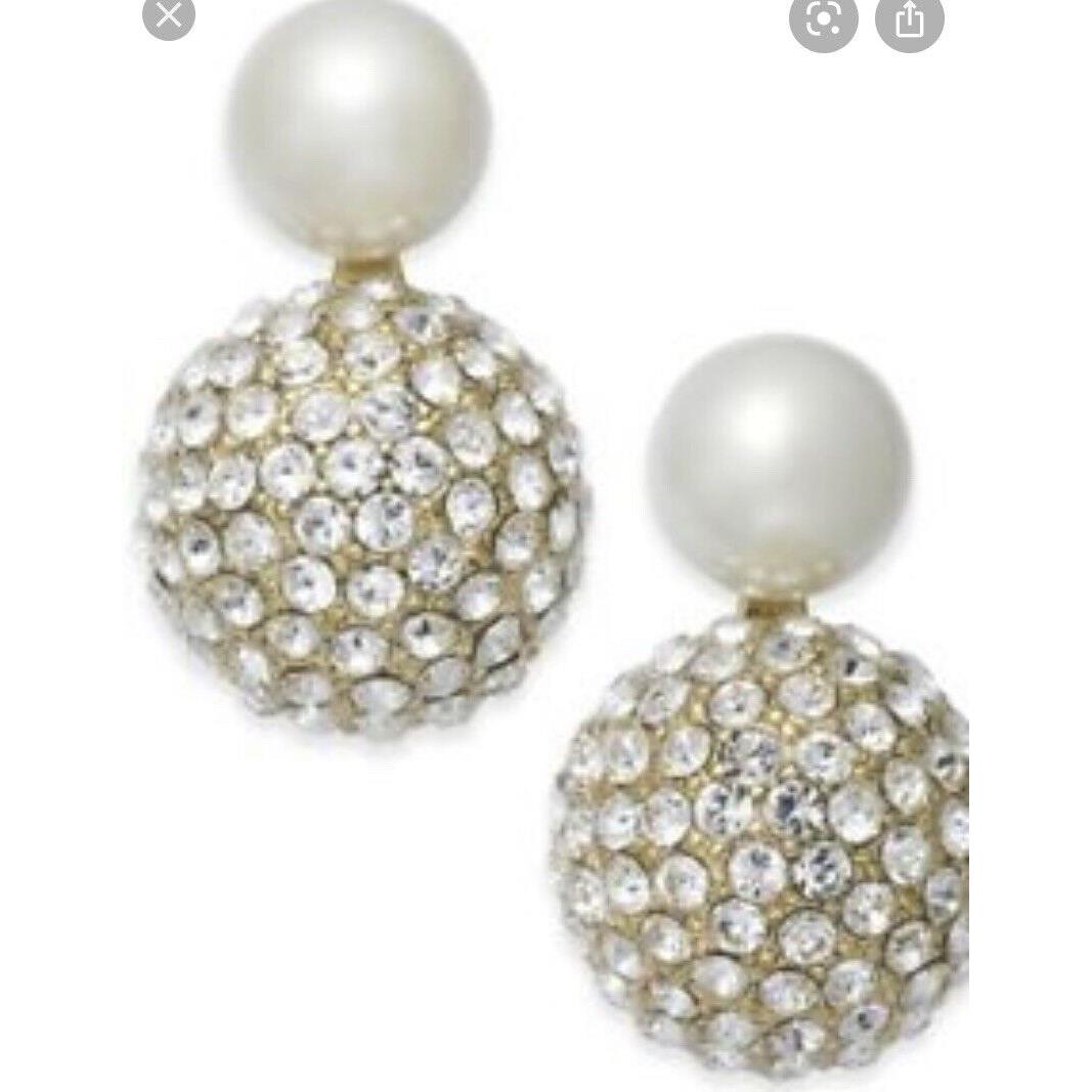 Kate Spade Silver Tone Artificial Pearl Fireball Drop Earrings KSD102