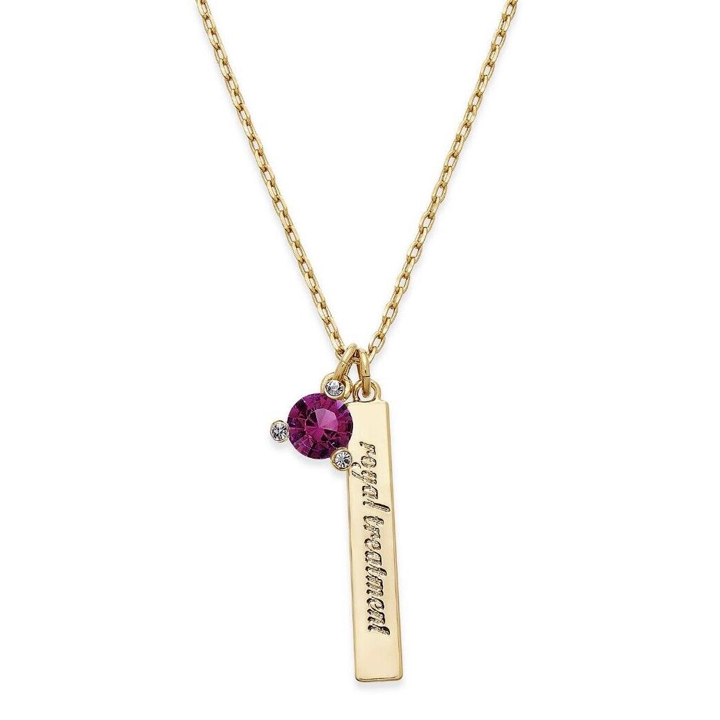 Kate Spade Gold Tone Birthstone Crystal Necklace February KZ3