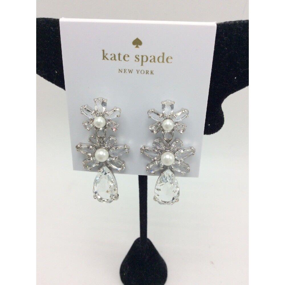 Kate Spade Triple Drop Earrings Flora Triple Clear Silver Tone Z2