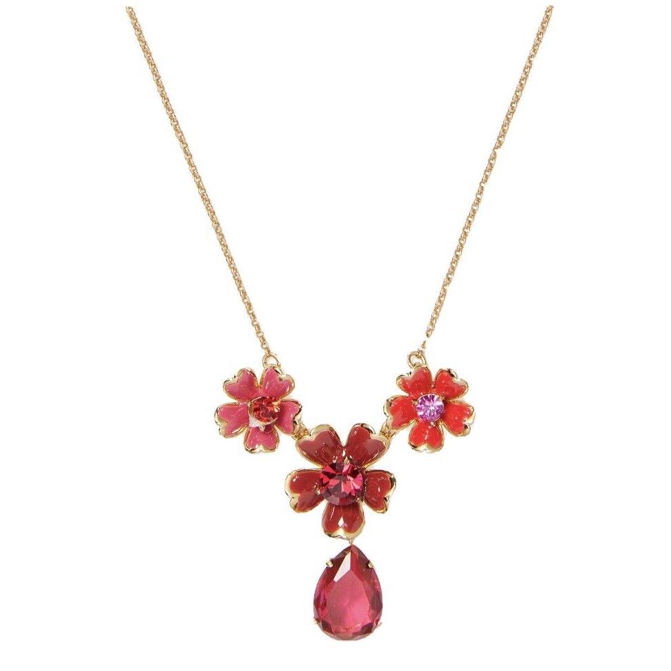 Kate Spade Blushing Blooms Red Stone Pendant Necklace J103d