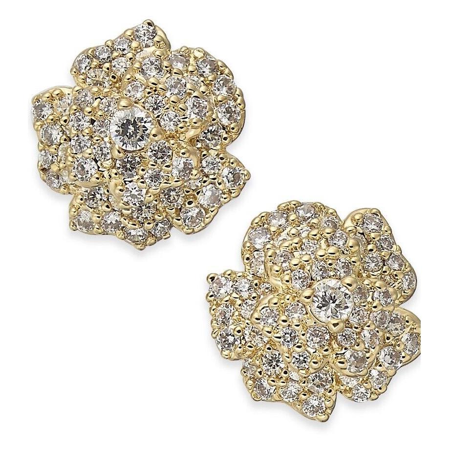 Kate Spade Gold Tone Crystal Flower Stud Earrings That Special Sparkle 601j