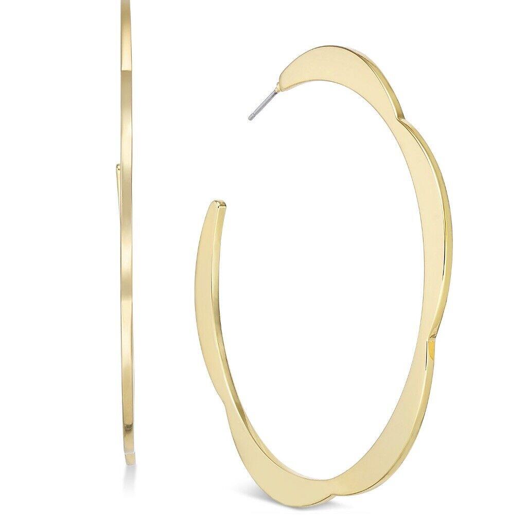 Kate Spade Gold Tone Scalloped Hoop Medium Earrings 2-1/2 316