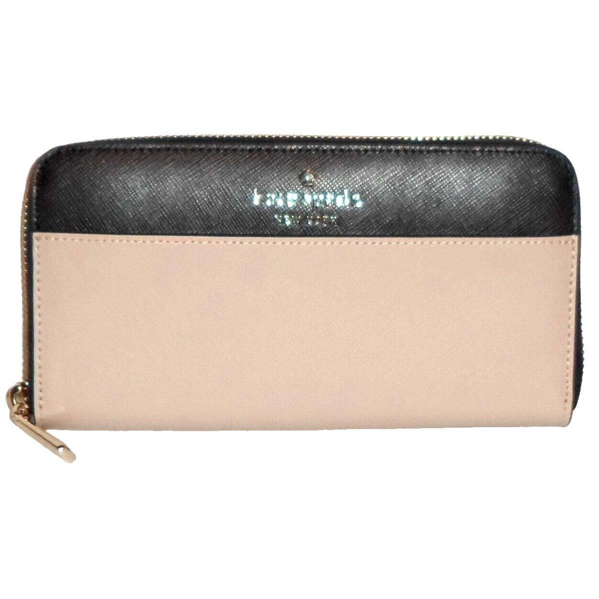 Kate Spade Staci Colorblock Warm Beige Saffiano Leather Zip-around Clutch Wallet