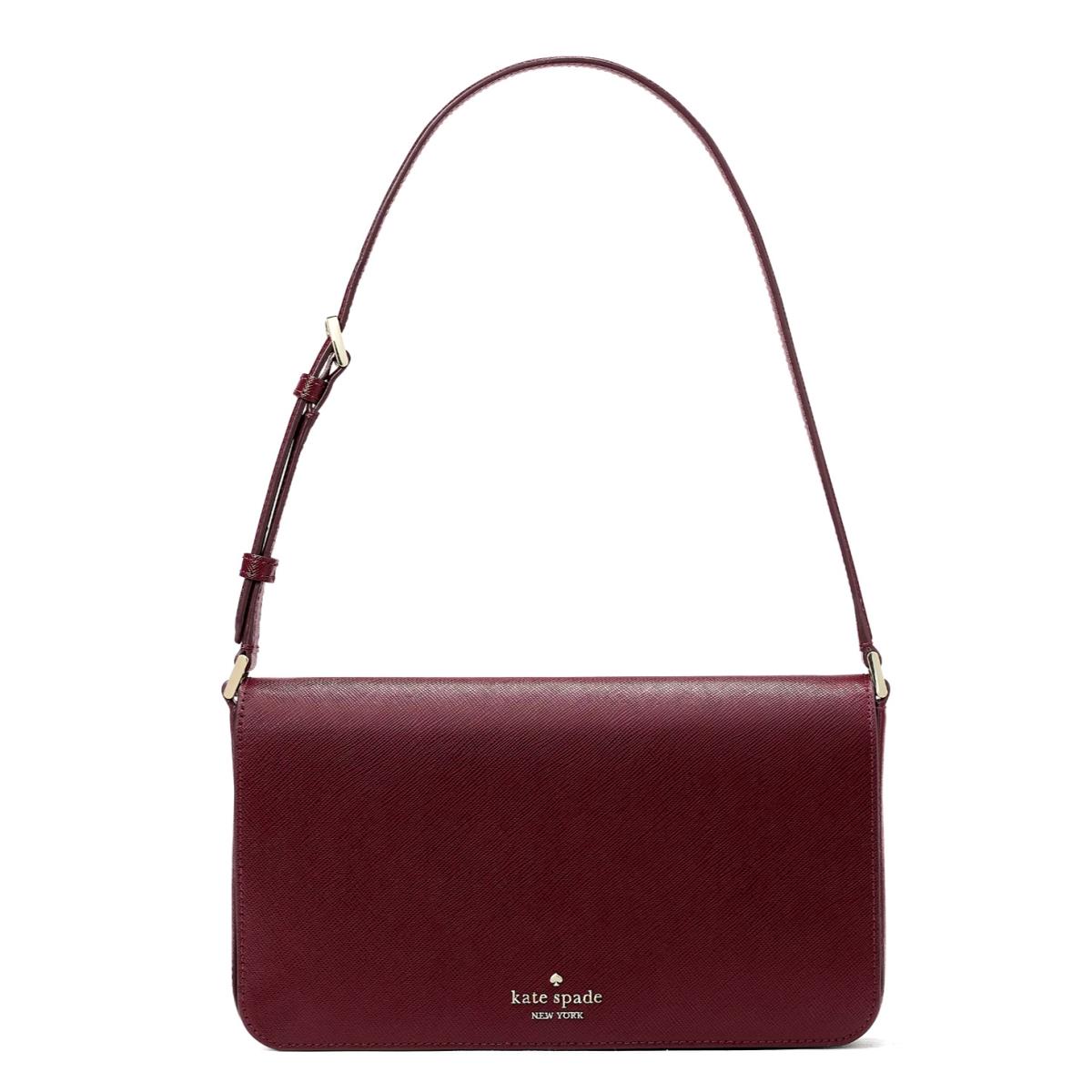 New Kate Spade Staci Flap Shoulder Bag Saffiano Leather Grenache