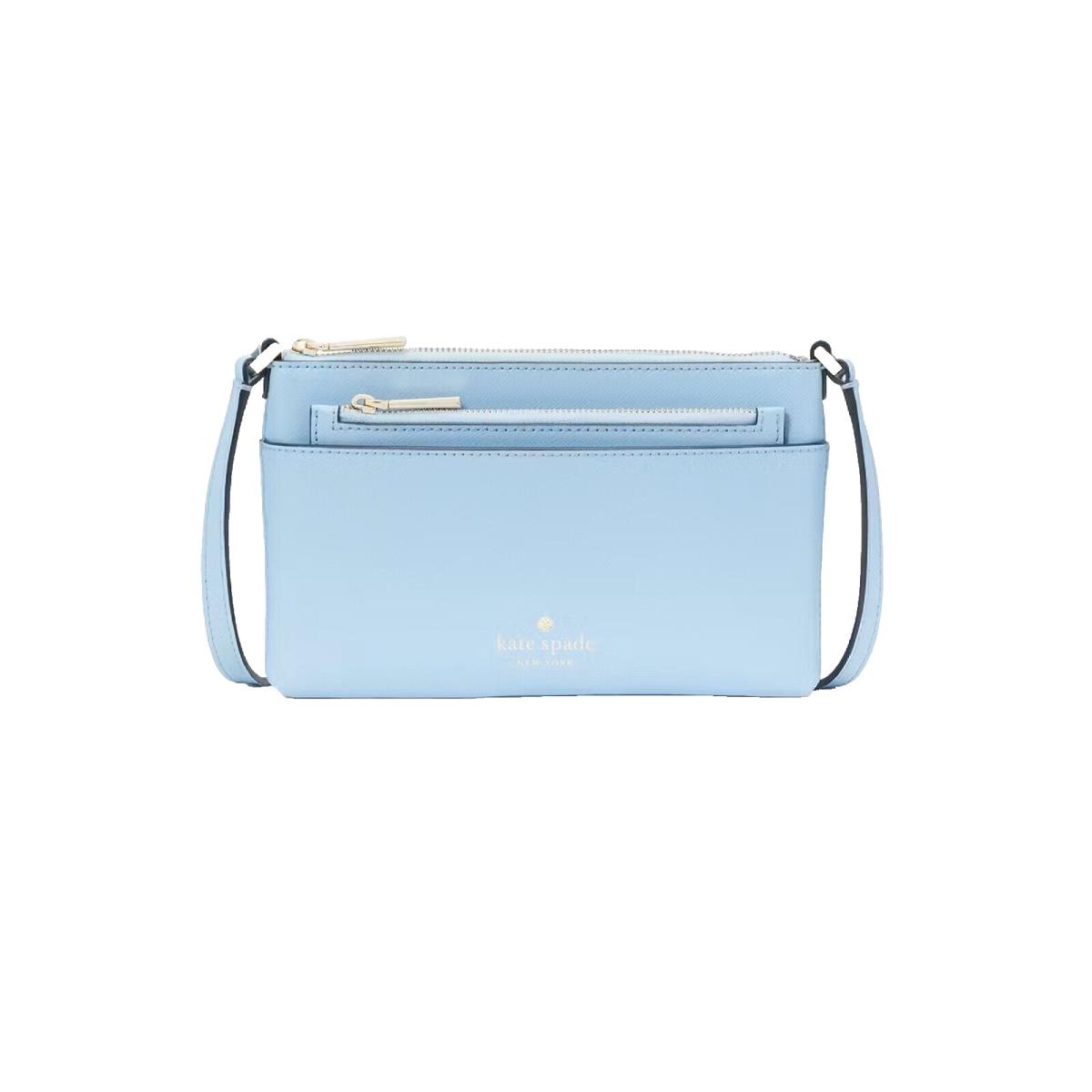 Kate Spade York Sadie Crossbody Set in Celeste Blue Leather Top Zip K7402