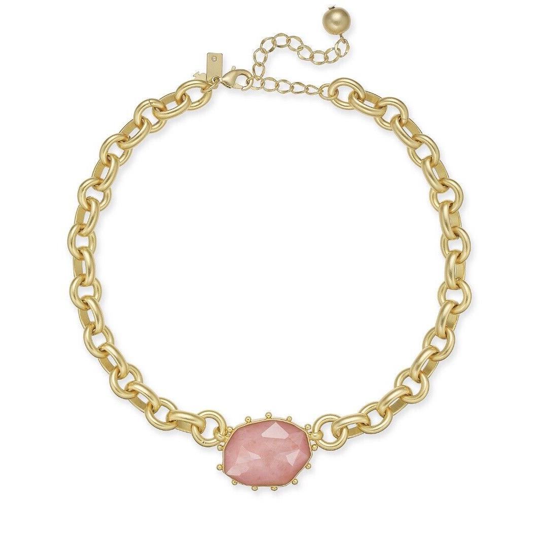 Kate Spade Perfectly Imperfect Chunky Link Pink Stone Collar Necklace JK1