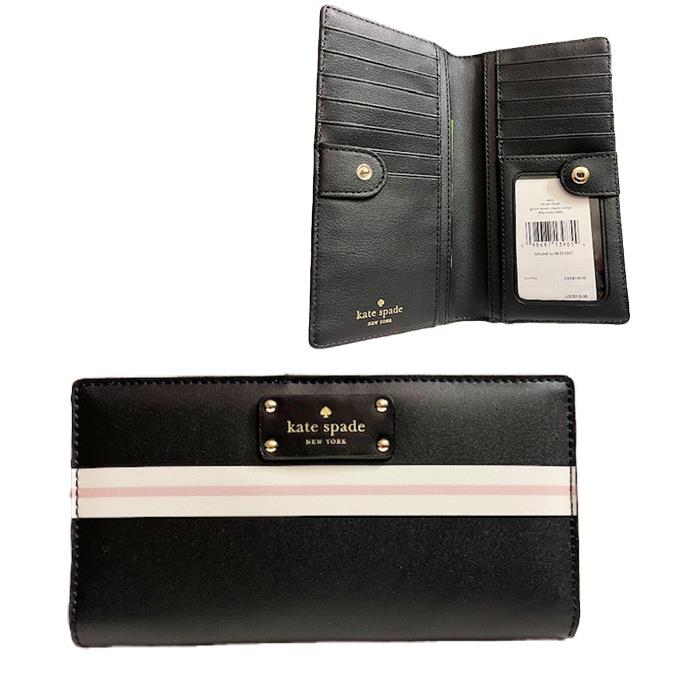 Kate Spade Groove Street Stacy Stripe Leather Continental Wallet Black