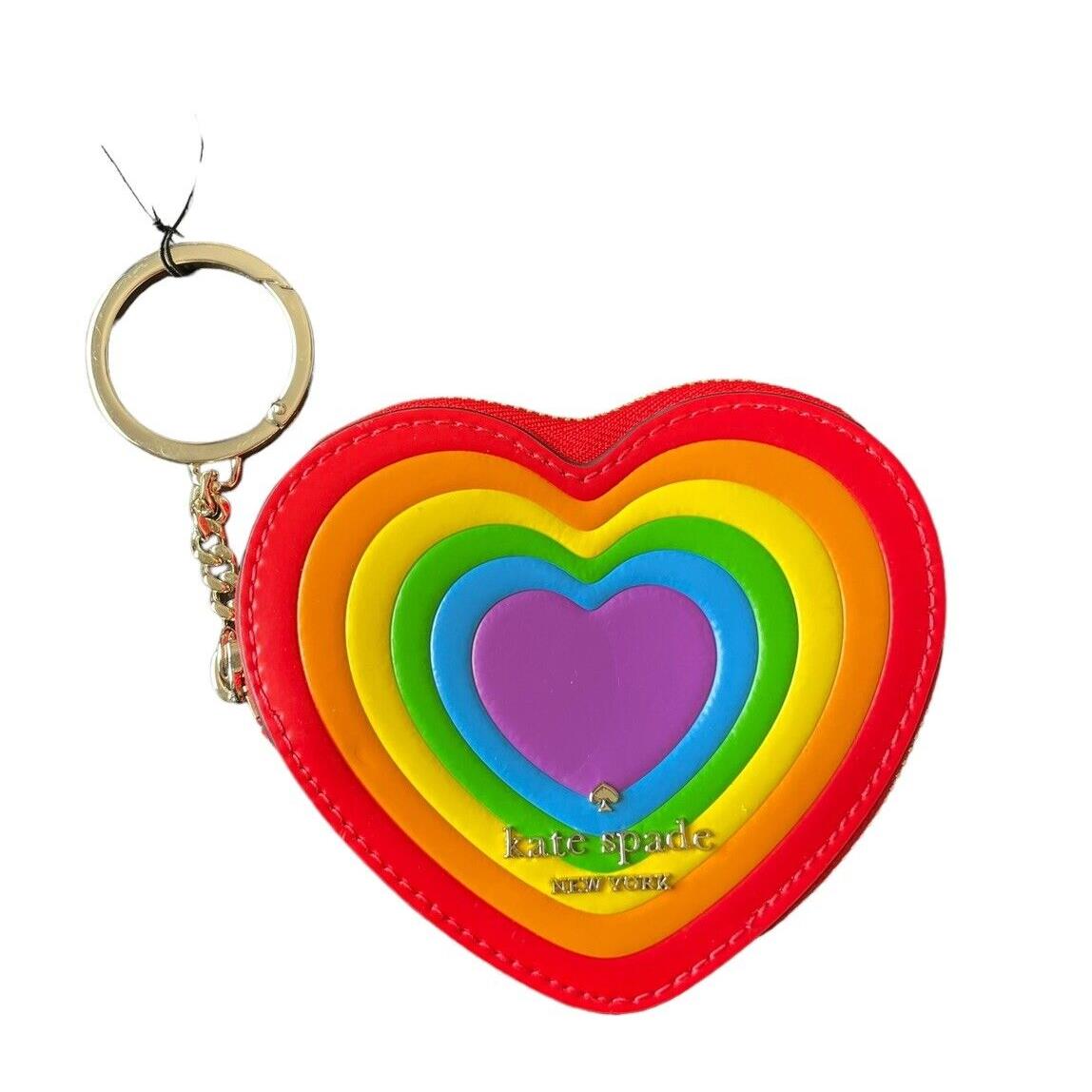 Kate Spade Love Shack All Love Mini Heart Coin Purse Keychain Pride Rainbow