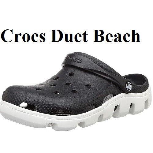 Crocs Duet Beach Clog Slide Slip-on Sandal Men Shoes Black/white Size 12