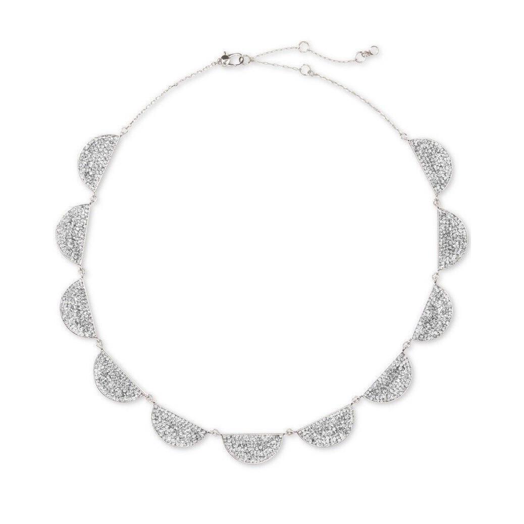 Kate Spade Silver Tone Pave Stone Half Circle 17 Collar Necklace S107C