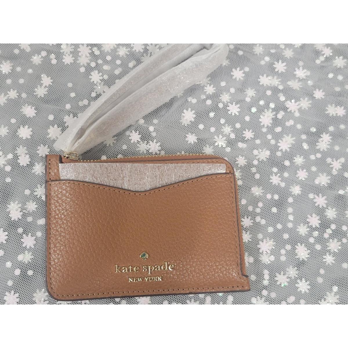 Kate Spade Leila SM Card Holder Wristlet. Warm Gingerbread