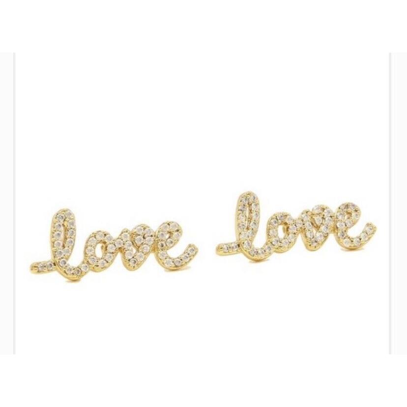 Kate Spade York Love Pav Stud Earrings Clear Gold Say Yes A200