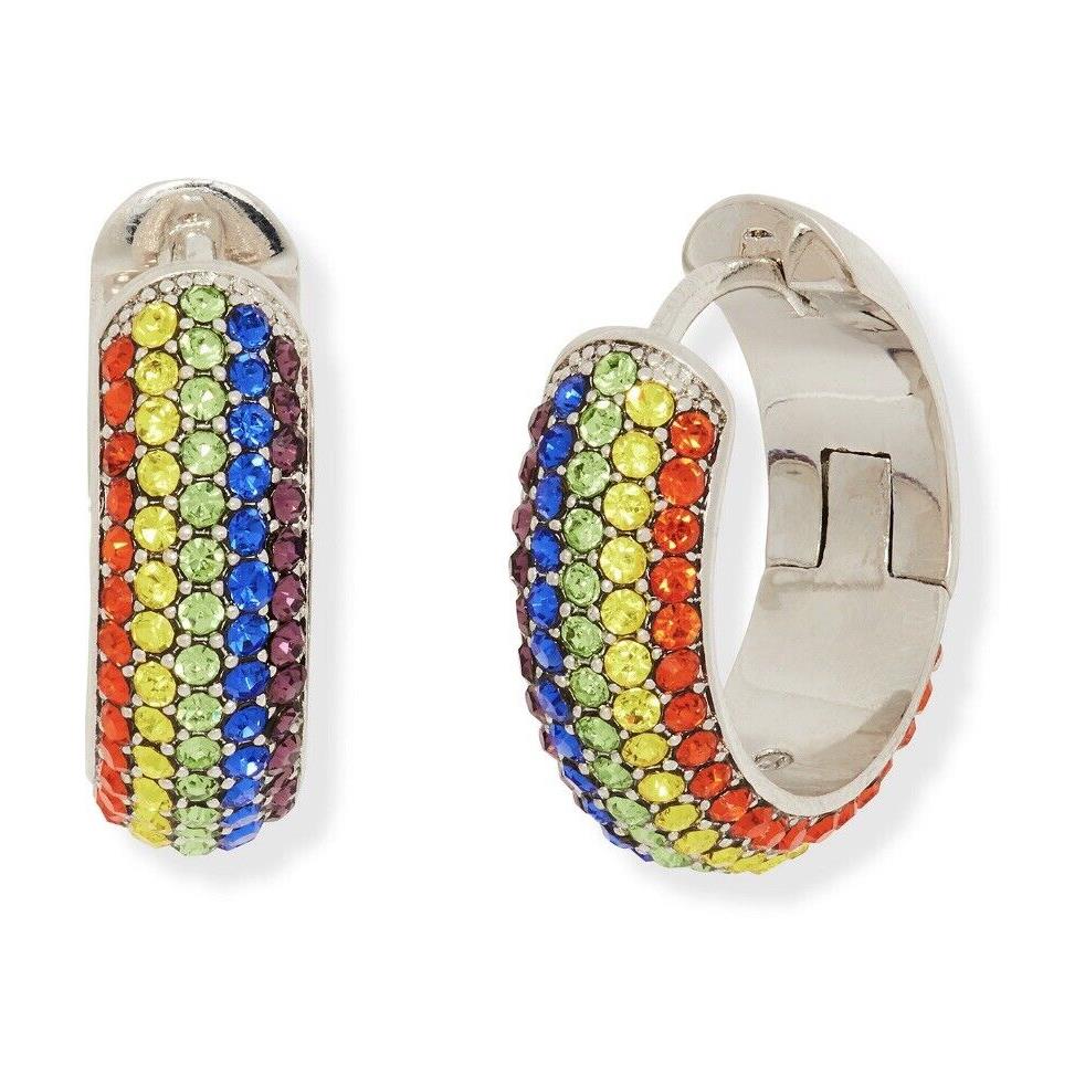 Kate Spade Small Multi Color Pave .7 Hoop Earrings Q308