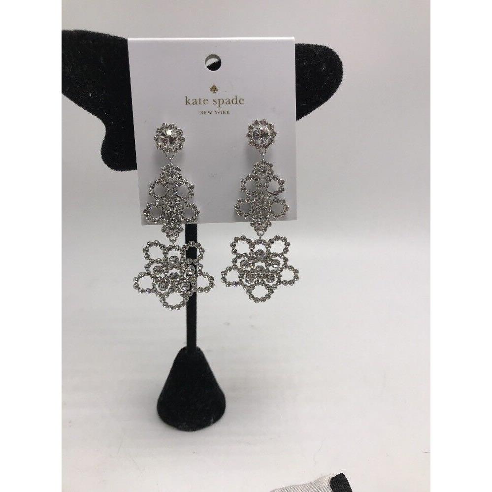 Kate Spade York Crystal Lace Statement Long Drop Pierced Earrings KZ31