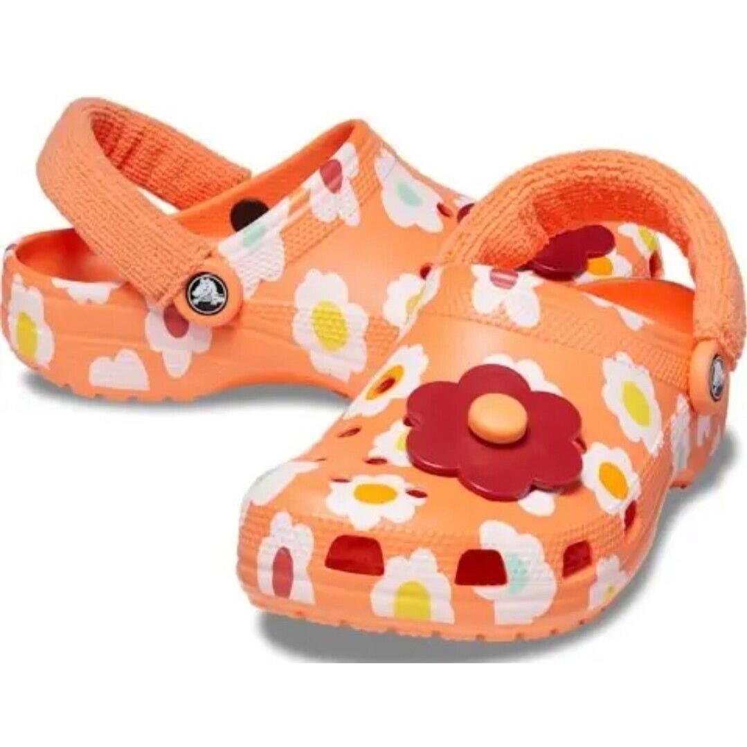 Crocs Classic Zen Garden Terry Cloth Clog Persimmon/multi Orange Sz. 6 Women`s