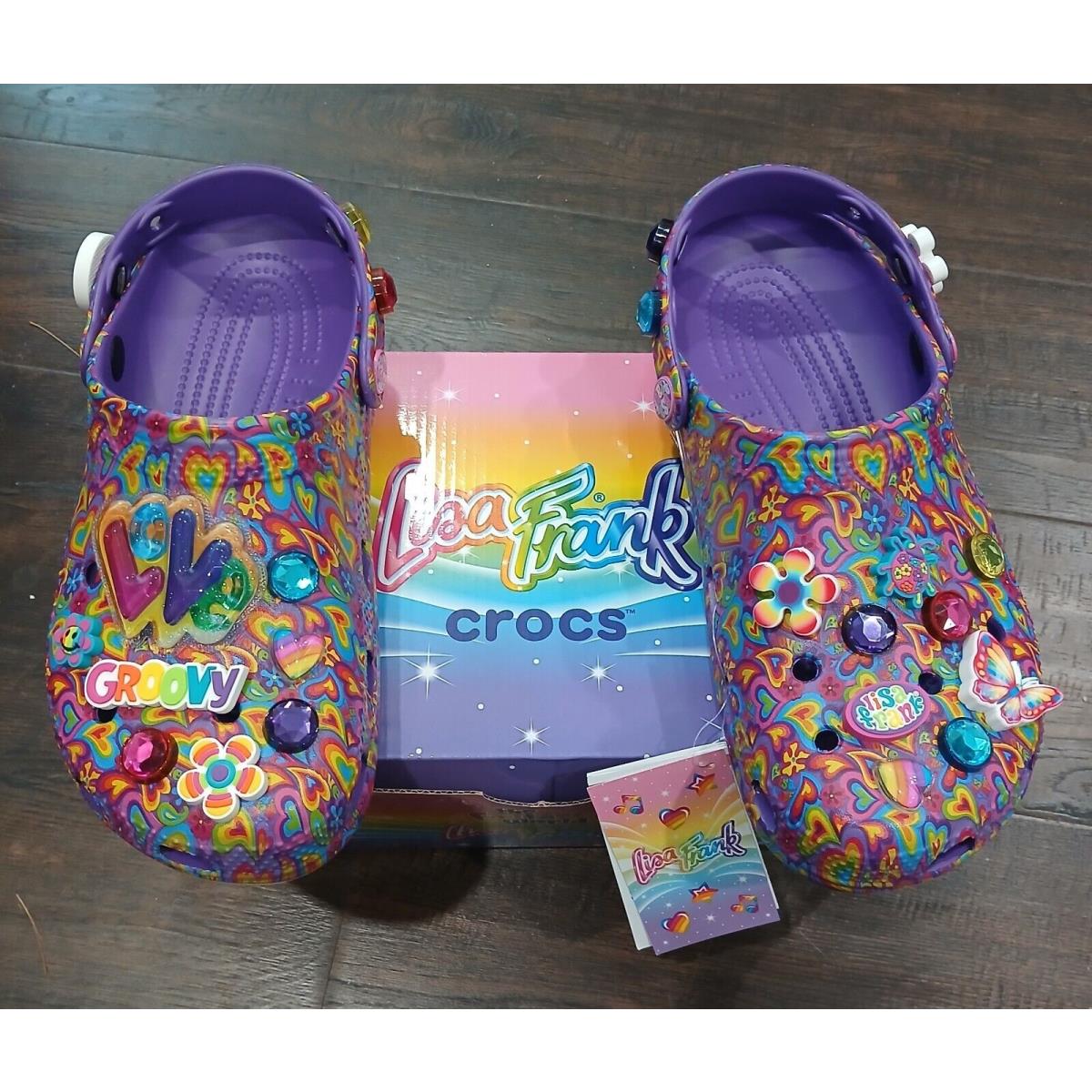 Classic Lisa Frank Crocs Neon Purple Clogs Womens 8 Mens 6 Rare w Tags Box